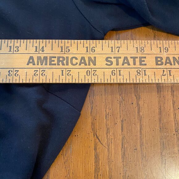 Minimalist Quiet Luxury LOFT Black Dress Long Sleeve Tie Waist Contrast Stitch 6 - Picture 8 of 12